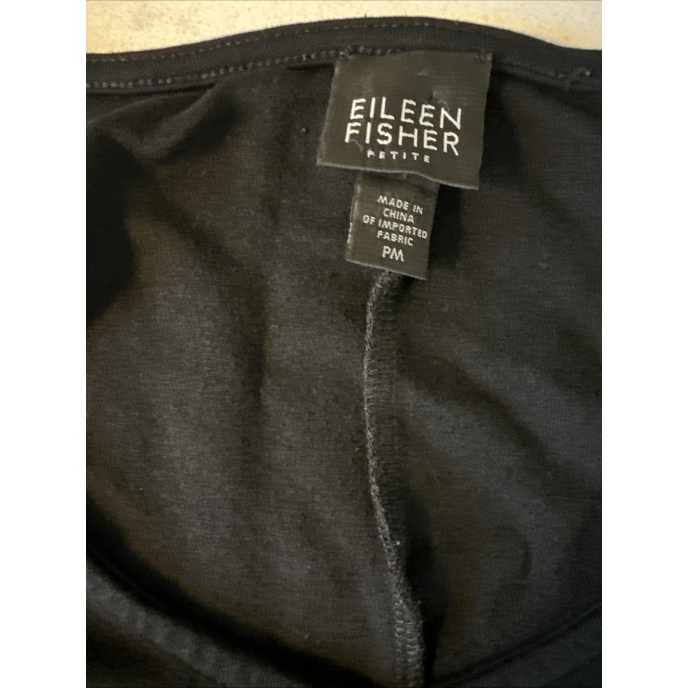 Eileen Fisher Sz MP Black Tencel‎ Wool Cashmere Knit V-Neck Dress Lux - Picture 4 of 13